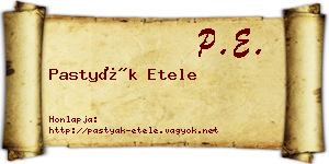 Pastyák Etele névjegykártya